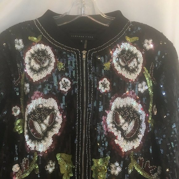 Endless Rose Sequin Beaded Floral Bomber Jacket - Picture 3 of 7
